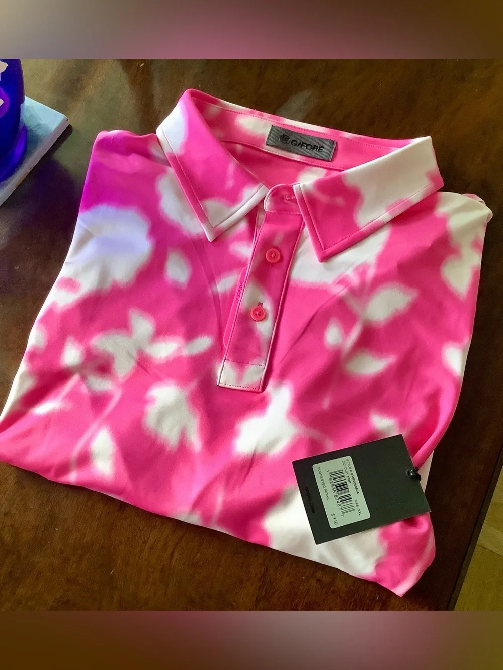 G/Fore Golf Bokeh Blur Tech Floral Polo in Pink - Men's size XL - NWT